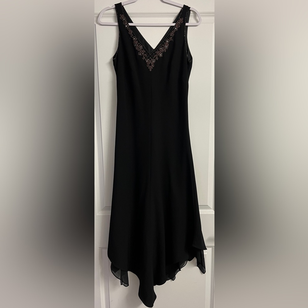 POSITIVE ATTITUDE dress sleeveless embroidered maxi black tie party funeral